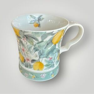 Royal Arden Floral & Lemon Pattern Mug Coffee Tea Gift Green Yellow Preowned